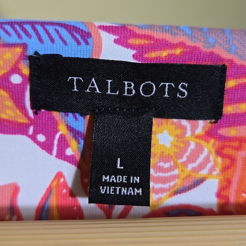 Talbots‎ Effortless Jersey Knit Side Tie Dress Size L Botanical Citrus Vacation - Picture 4 of 14